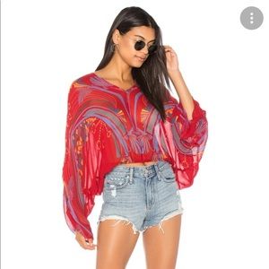 Free People Beneath the Sea Sheer Red Top